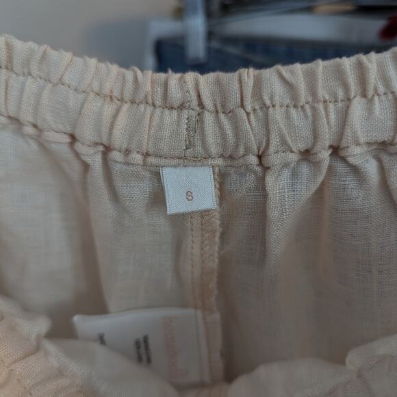 Homebodii Light Blush Pink Washed Linen Drawstring Sleep Shorts Size Small - Picture 6 of 6